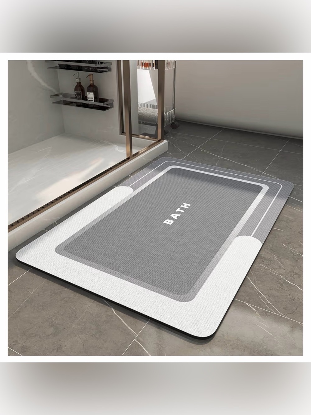 MontVoo Gray Quick Dry Non Slip Bath Mat 17” x 27”